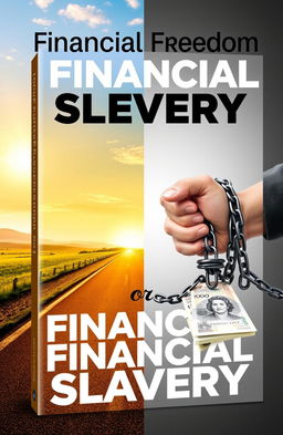 A striking book cover for 'Financial Freedom or Financial Slavery'