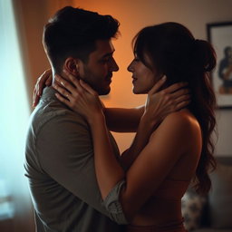 An intimate and passionate moment between two consenting adults, exploring closeness and desire