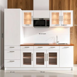 A kitchen cabinet, 2 meters long and 3 meters high, designed with 4 floors