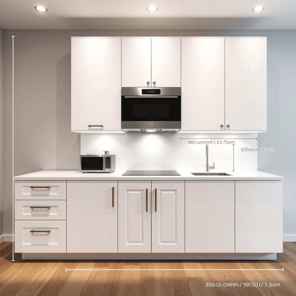 A kitchen cabinet, 2 meters long and 3 meters high, designed with 4 floors