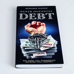 A striking book cover featuring a person's hand being restrained by heavy chains that are tightening around stacks of English banknotes, symbolizing how debt and financial struggles imprison the individual