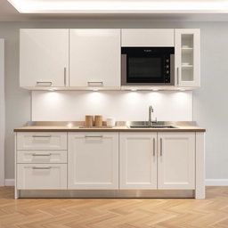 A kitchen cabinet, 2 meters long and 3 meters high, designed with 4 floors