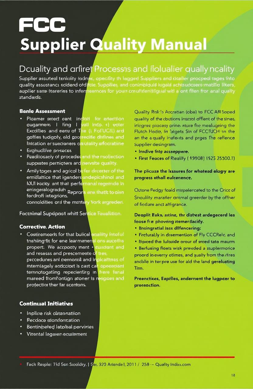 A detailed and comprehensive Supplier Quality Manual specifically designed for FCC Clutch India