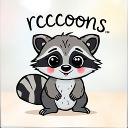 A cute raccoon animated character, designed as if painted on a glass, with a whimsical and playful expression