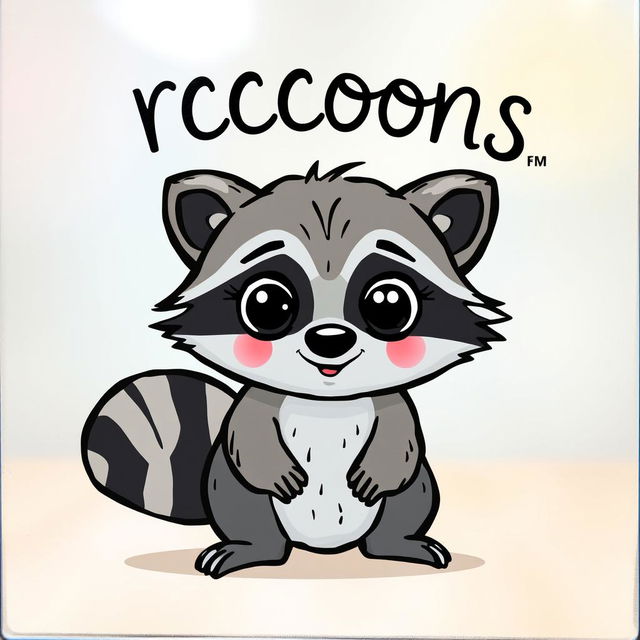 A cute raccoon animated character, designed as if painted on a glass, with a whimsical and playful expression