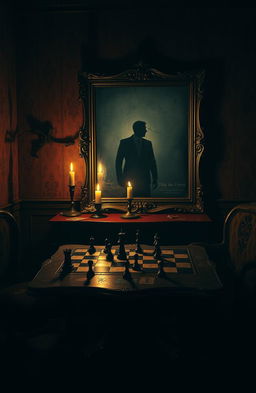 A thrilling, suspenseful scene depicting the climax of a mystery game involving a serial killer
