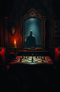 A thrilling, suspenseful scene depicting the climax of a mystery game involving a serial killer