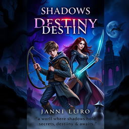 Cover design for a fantasy book titled 'Shadows of Destiny'