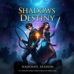 Cover design for a fantasy book titled 'Shadows of Destiny'