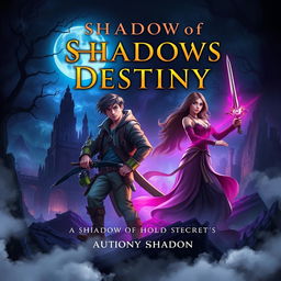 Cover design for a fantasy book titled 'Shadows of Destiny'