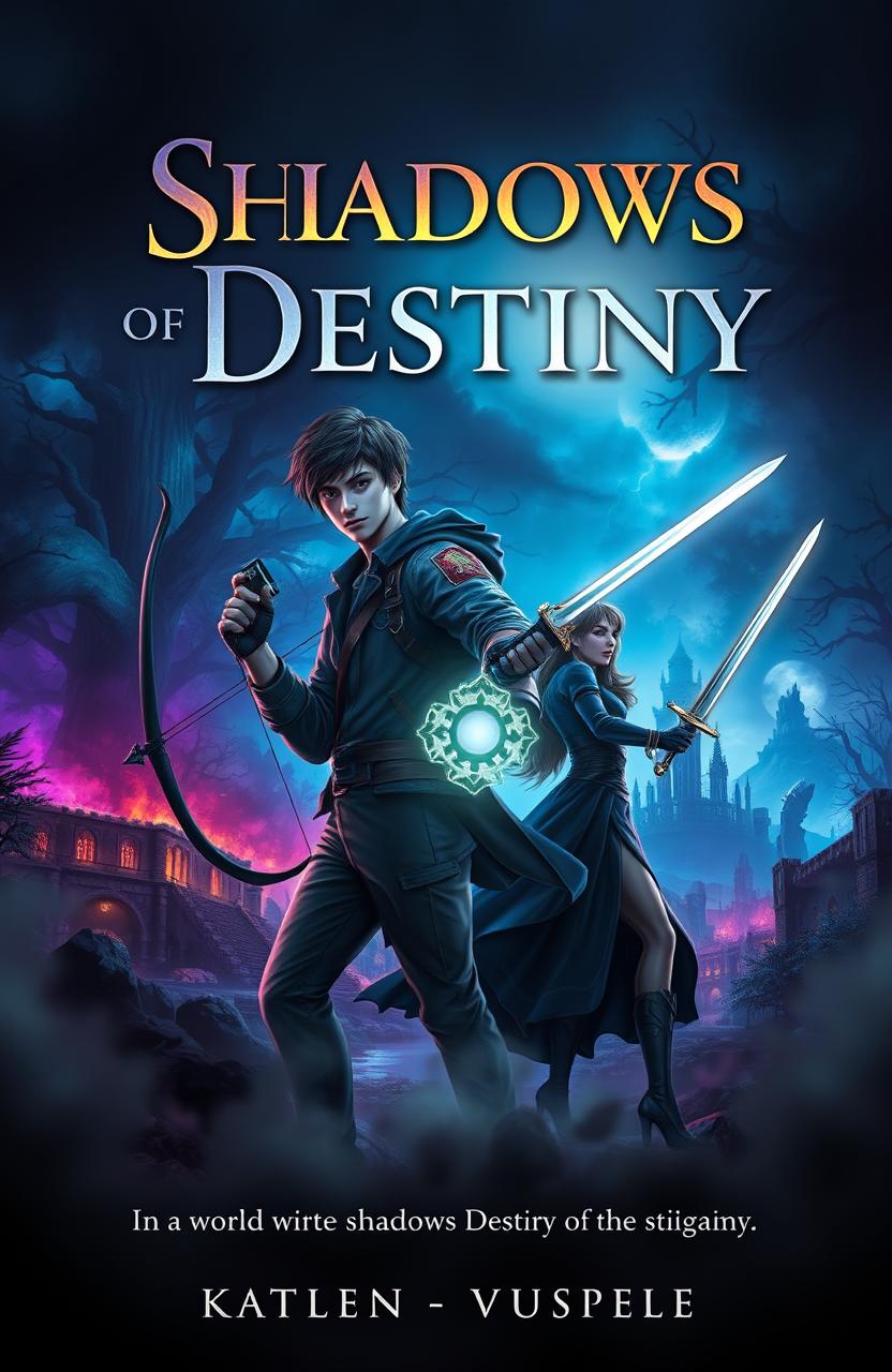 Cover design for 'Shadows of Destiny', featuring the title prominently displayed at the top in a bold, mystical font