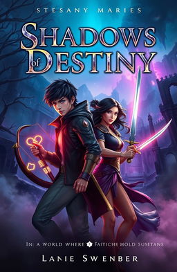Cover design for 'Shadows of Destiny', featuring the title prominently displayed at the top in a bold, mystical font
