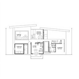 A detailed architectural drawing of a contemporary house plan measuring 17x45 feet, featuring a modern exterior design with large windows and a flat roof