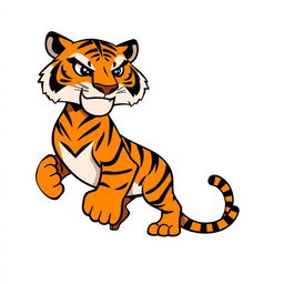 A simple and stylized vector illustration of a fierce tiger, featuring bold lines and vibrant orange and black stripes