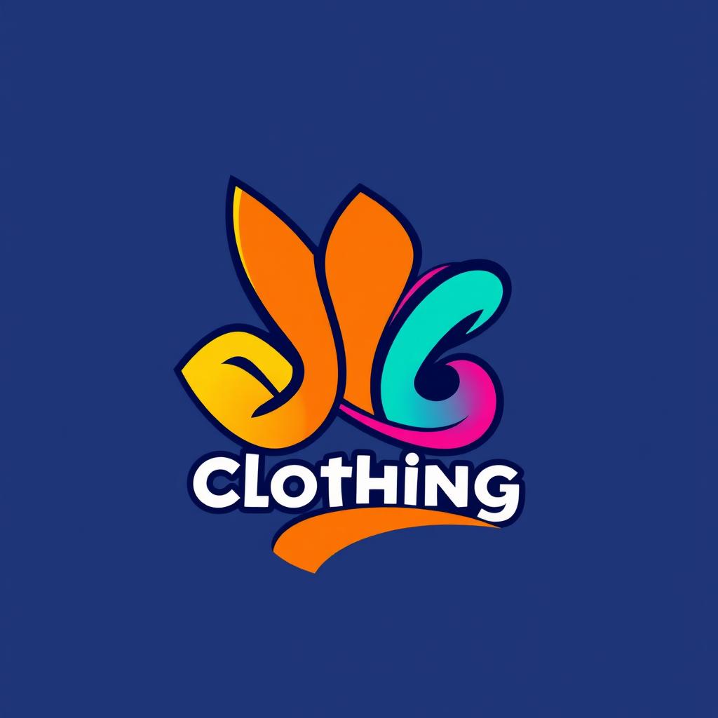A unique and vibrant clothing logo featuring bold, abstract shapes and a dynamic color palette