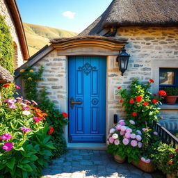 A picturesque village house with a charming wooden door