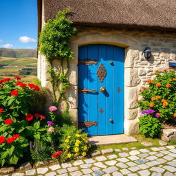 A picturesque village house with a charming wooden door