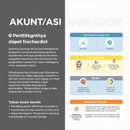 Poster edukasi tentang akuntansi manajemen dengan informasi yang menjelaskan pentingnya akuntansi manajemen dalam pengambilan keputusan bisnis