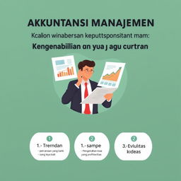 Poster edukasi tentang Akuntansi Manajemen yang menekankan pentingnya akuntansi manajemen dalam pengambilan keputusan bisnis
