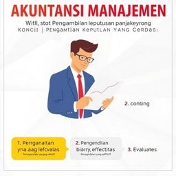 Poster edukasi tentang Akuntansi Manajemen yang menekankan pentingnya akuntansi manajemen dalam pengambilan keputusan bisnis