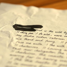 A close-up of a photo featuring a piece of paper with visible text