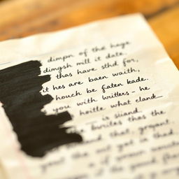 A close-up of a photo featuring a piece of paper with visible text