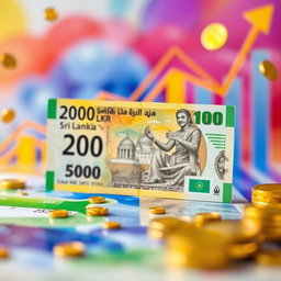 A vibrant, eye-catching image of a Sri Lankan currency note, specifically a 20 LKR note, artistically transformed to display a value of 2500 LKR in a creative and visually appealing manner
