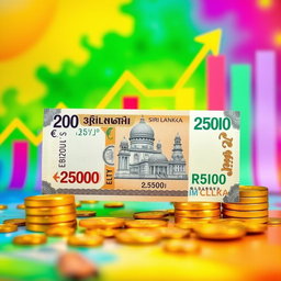 A vibrant, eye-catching image of a Sri Lankan currency note, specifically a 20 LKR note, artistically transformed to display a value of 2500 LKR in a creative and visually appealing manner