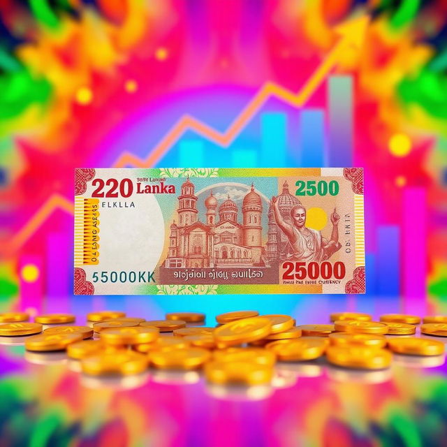 A vibrant, eye-catching image of a Sri Lankan currency note, specifically a 20 LKR note, artistically transformed to display a value of 2500 LKR in a creative and visually appealing manner