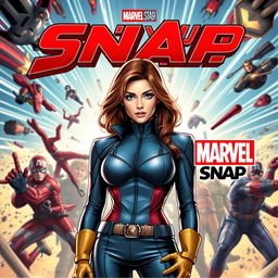 A captivating cover design for Marvel Snap featuring Victoria Hand in the center, displayed confidently and stylishly