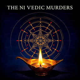A captivating book cover design for the thriller novel titled "The Nine Vedic Murders"