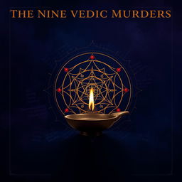 A captivating book cover design for the thriller novel titled "The Nine Vedic Murders"