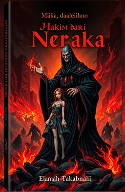 A book cover design featuring a judge from hell, depicted with an imposing yet captivating presence