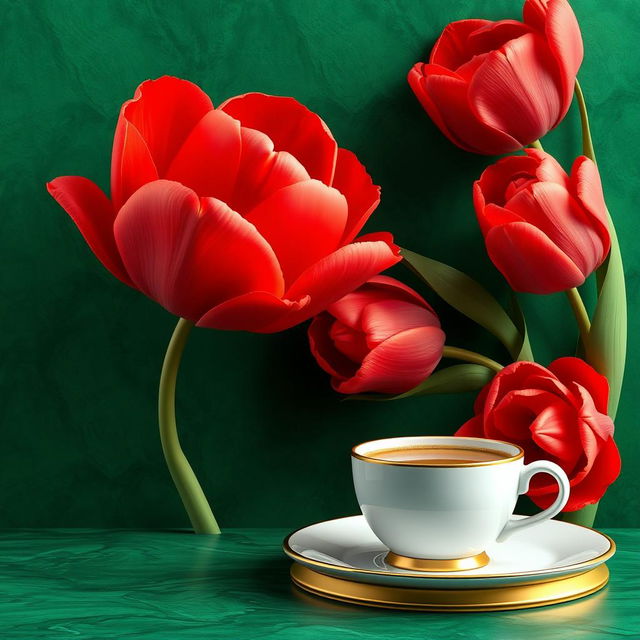 A stunning wallpaper design featuring a rich emerald background