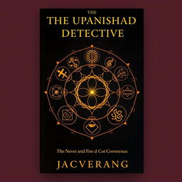 A dramatic and symbolic book cover design for 'The Upanishad Detective'