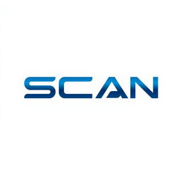 A minimalistic logo design featuring the word 'SCAN' in bold, modern sans-serif typography