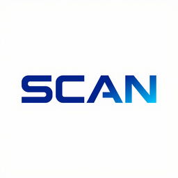A minimalistic logo design featuring the word 'SCAN' in bold, modern sans-serif typography