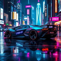 A futuristic Lamborghini, showcasing a sleek and aerodynamic design with sharp angles and glowing accents