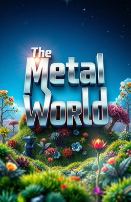 Conceptual cover design for a book titled 'The Metal World', featuring an imaginative fusion of technology and nature