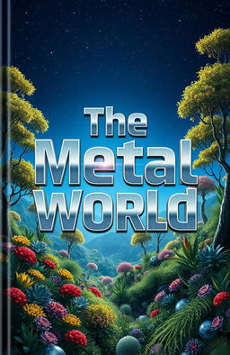 Conceptual cover design for a book titled 'The Metal World', featuring an imaginative fusion of technology and nature