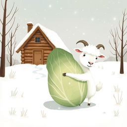 In a winter landscape, a charming wooden cabin is nestled in a blanket of sparkling white snow