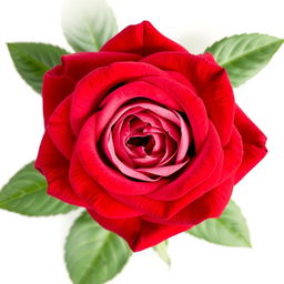 A beautifully detailed top-down view of a vibrant rose with its intricate petals fully open, showcasing a rich blend of colors such as deep reds and soft pinks