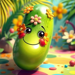 A vibrant, visually striking depiction of a cucumber with a fun and playful twist