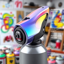 A futuristic and innovative spray paint cap design, featuring a sleek, ergonomic shape with a textured grip for easy handling