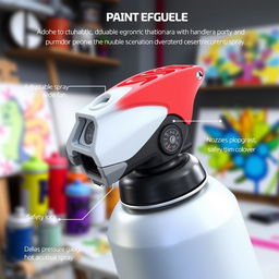 A futuristic and innovative spray paint cap design, featuring a sleek, ergonomic shape with a textured grip for easy handling