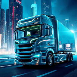 A futuristic Scania truck design, showcasing sleek lines and innovative features that blend modern aesthetics with advanced technology