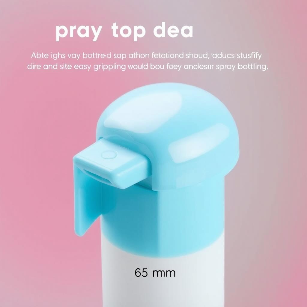 A minimalist spray cap design, featuring a sleek and simple profile, with a diameter of 65 mm