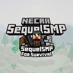 A logo design for a Minecraft-themed server named 'SequelSMP For Survival'