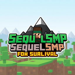 A logo design for a Minecraft-themed server named 'SequelSMP For Survival'