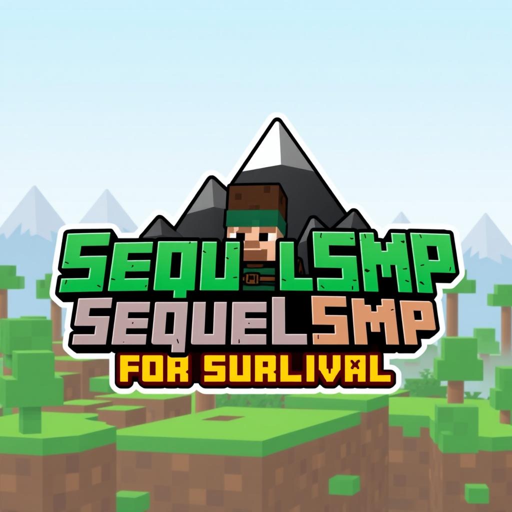 A logo design for a Minecraft-themed server named 'SequelSMP For Survival'